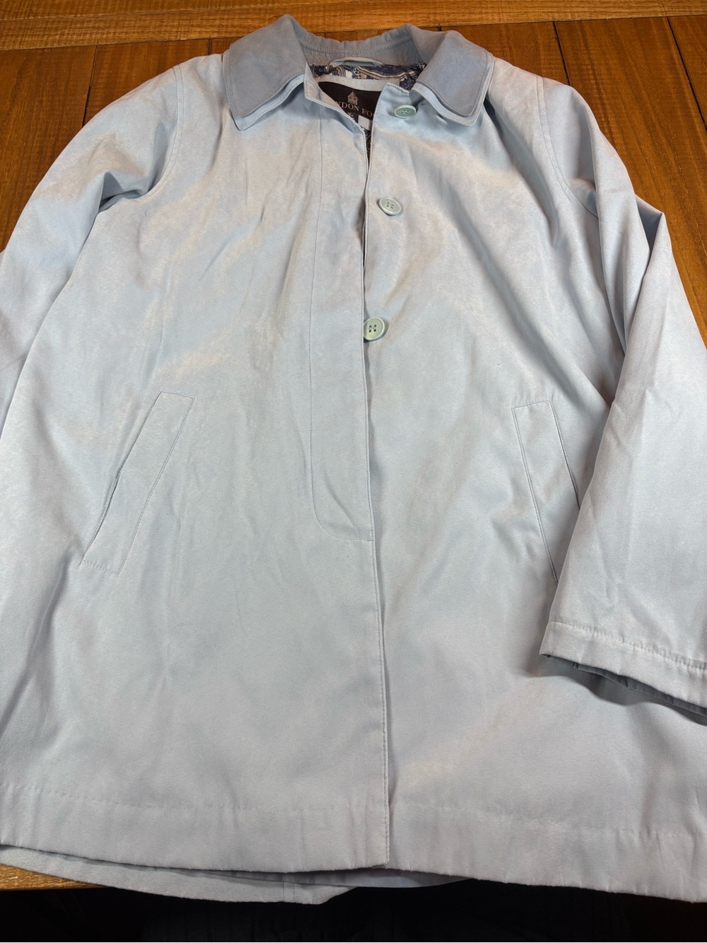 London Fog Light Blue Single-Breasted Trench Coat